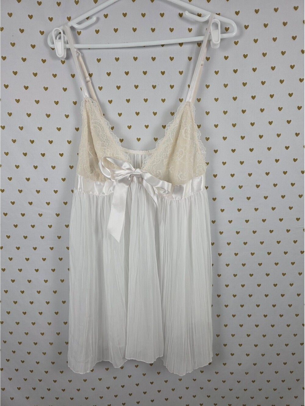 Victorias Secret White Flowy Pleated Babydoll Nightie Nightgown Slip Dress XL